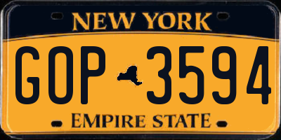 NY license plate GOP3594