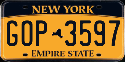 NY license plate GOP3597