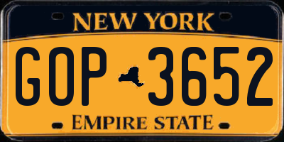 NY license plate GOP3652