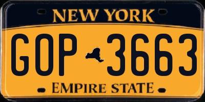 NY license plate GOP3663