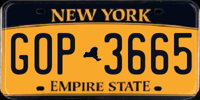 NY license plate GOP3665