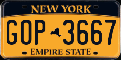 NY license plate GOP3667