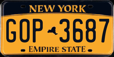 NY license plate GOP3687