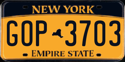 NY license plate GOP3703