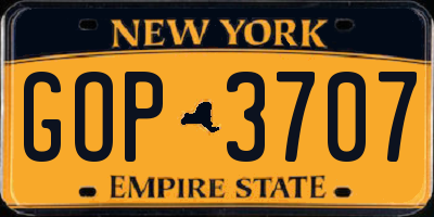 NY license plate GOP3707