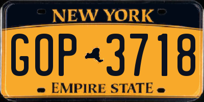 NY license plate GOP3718