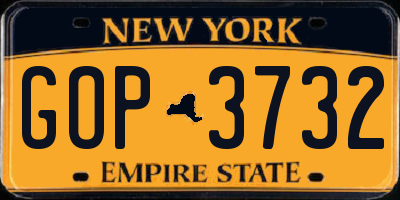NY license plate GOP3732