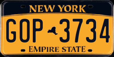 NY license plate GOP3734