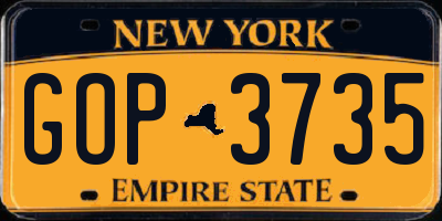 NY license plate GOP3735