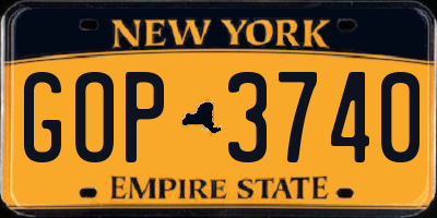 NY license plate GOP3740