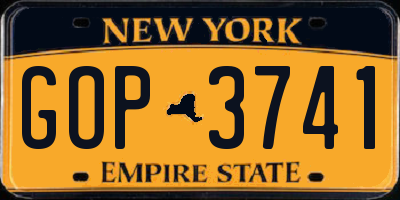 NY license plate GOP3741