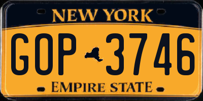 NY license plate GOP3746