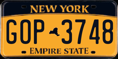 NY license plate GOP3748