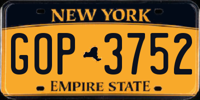 NY license plate GOP3752