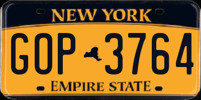 NY license plate GOP3764