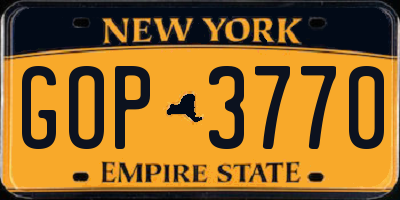 NY license plate GOP3770