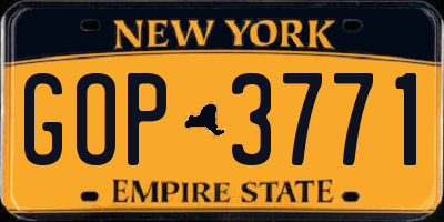 NY license plate GOP3771