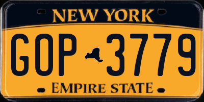 NY license plate GOP3779