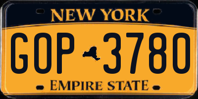NY license plate GOP3780