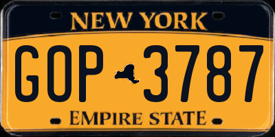 NY license plate GOP3787