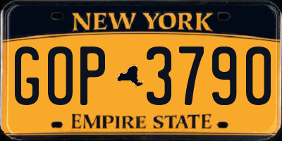 NY license plate GOP3790