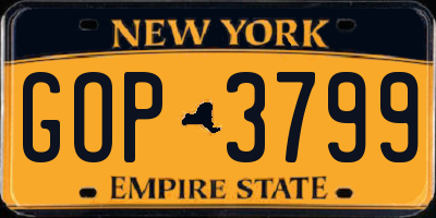 NY license plate GOP3799