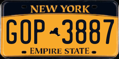 NY license plate GOP3887