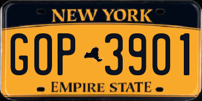 NY license plate GOP3901