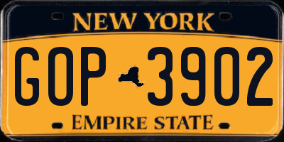 NY license plate GOP3902
