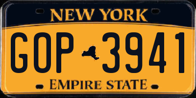 NY license plate GOP3941