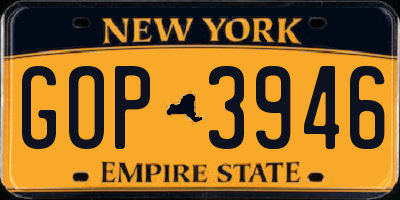 NY license plate GOP3946