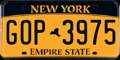 NY license plate GOP3975