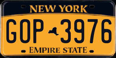 NY license plate GOP3976