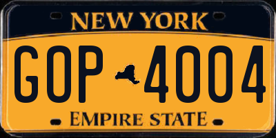 NY license plate GOP4004