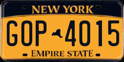 NY license plate GOP4015