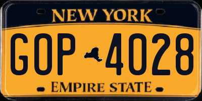 NY license plate GOP4028