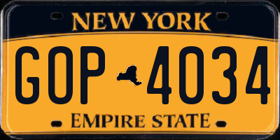 NY license plate GOP4034