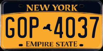 NY license plate GOP4037