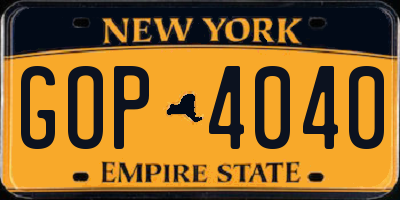 NY license plate GOP4040