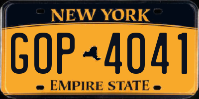 NY license plate GOP4041