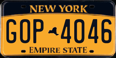 NY license plate GOP4046