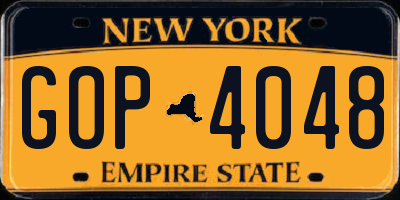NY license plate GOP4048