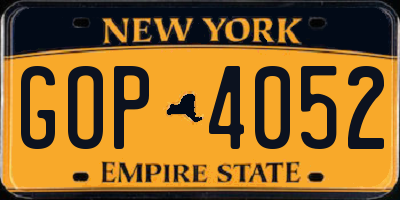 NY license plate GOP4052