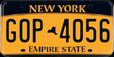 NY license plate GOP4056
