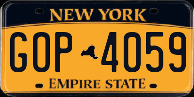 NY license plate GOP4059