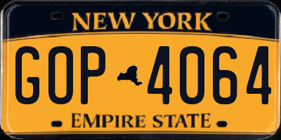 NY license plate GOP4064
