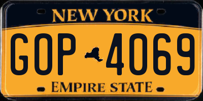 NY license plate GOP4069