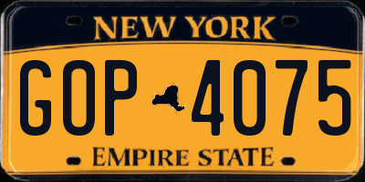 NY license plate GOP4075