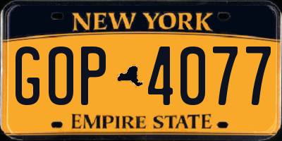 NY license plate GOP4077