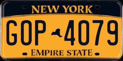 NY license plate GOP4079